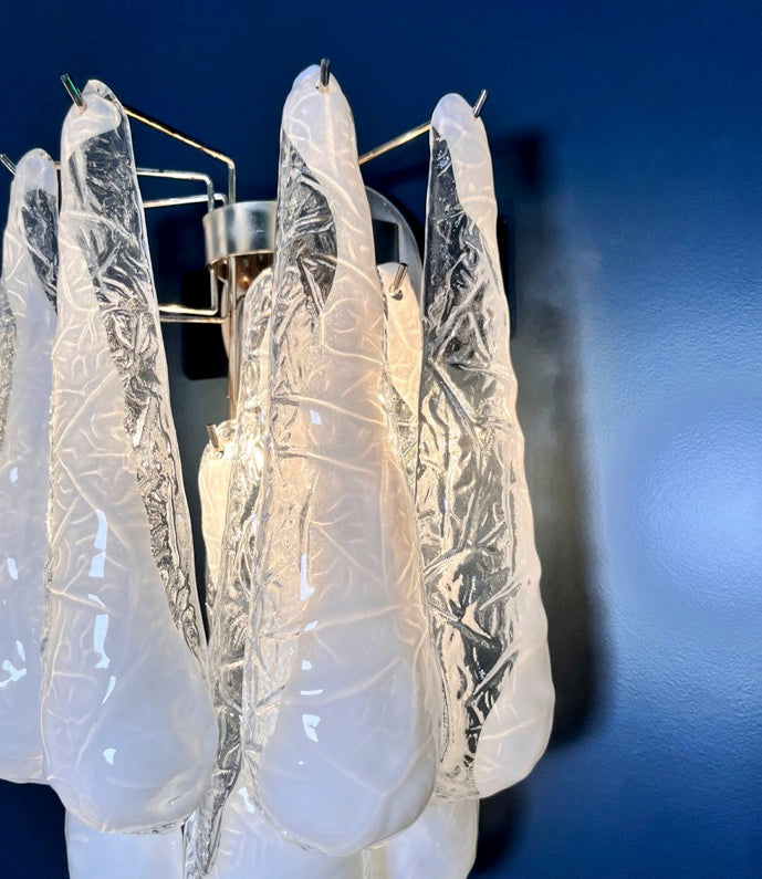 Murano Vegglampe – 10 Hvite Lattimo Dråpeglass – 2 stk – detalj 4 – Murano Classics