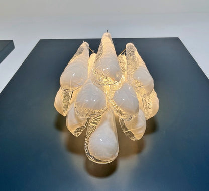 Murano Vegglampe | 10 Hvite Lattimo Dråpeglass | 1 par