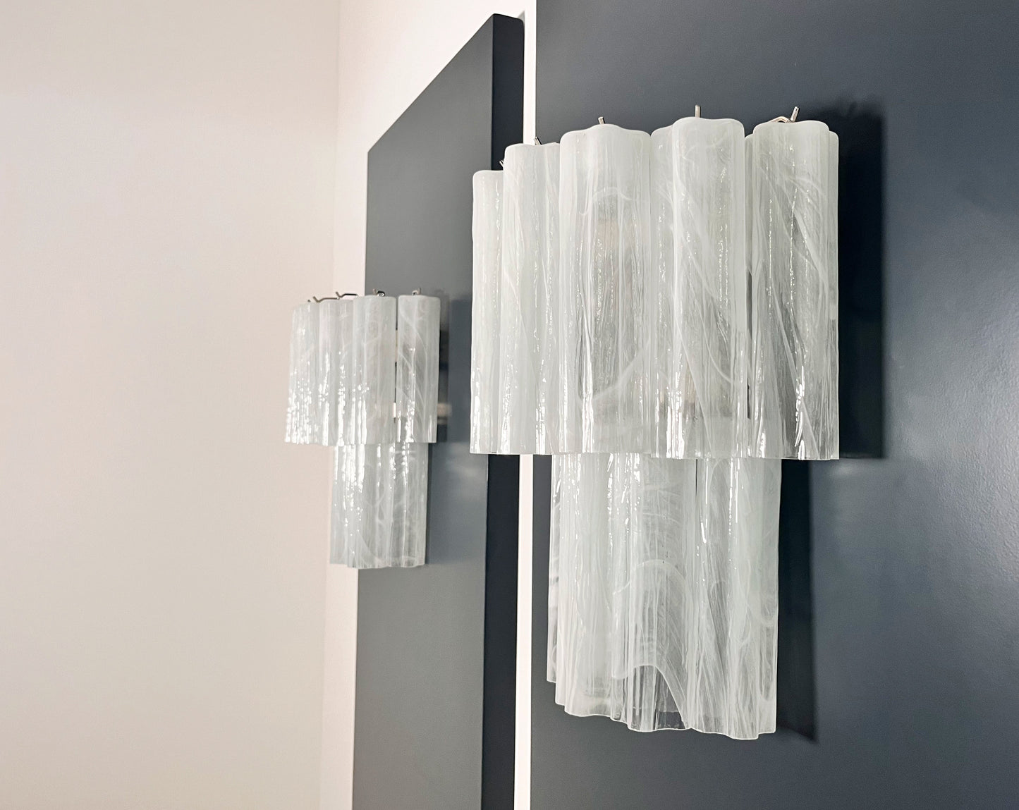 Murano Vegglampe | 13 Alabaster hvite Glassrør