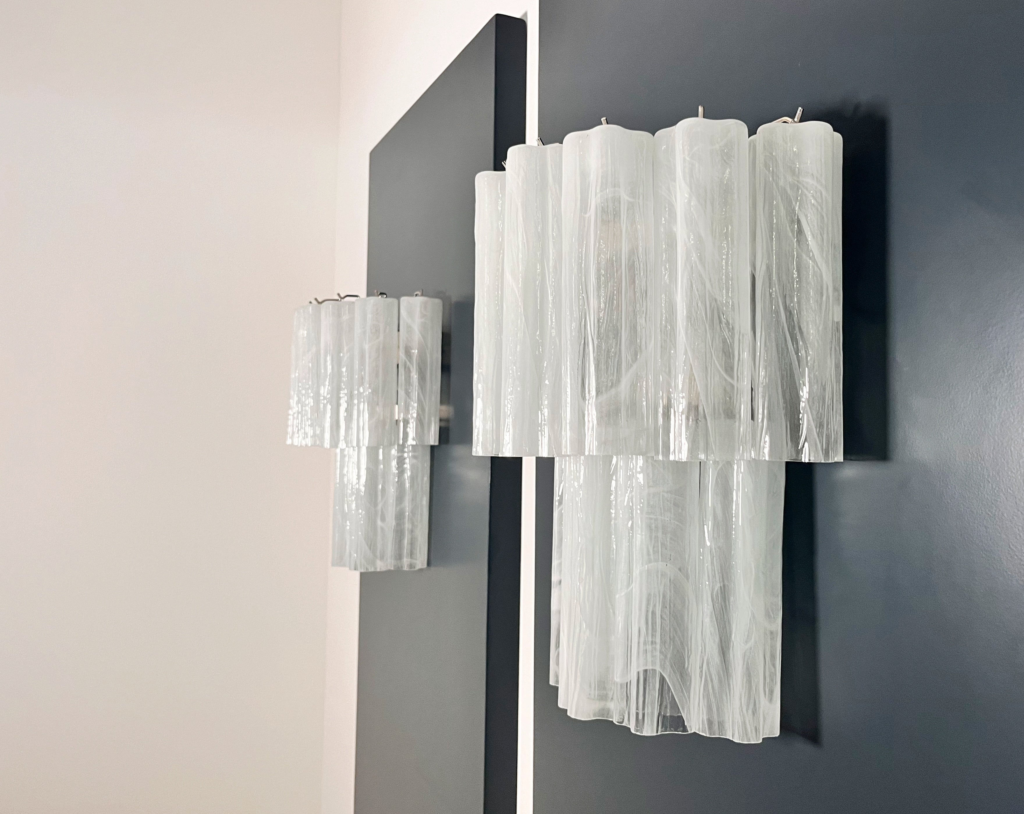 Murano Vegglampe – 13 Alabaster hvite Glassrør – 2 stk – detalj 9 – Murano Classics
