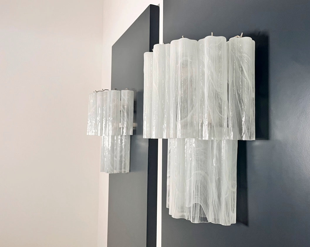 Murano Vegglampe – 13 Alabaster Hvite Glassrør – detalj 7 – Murano Classics