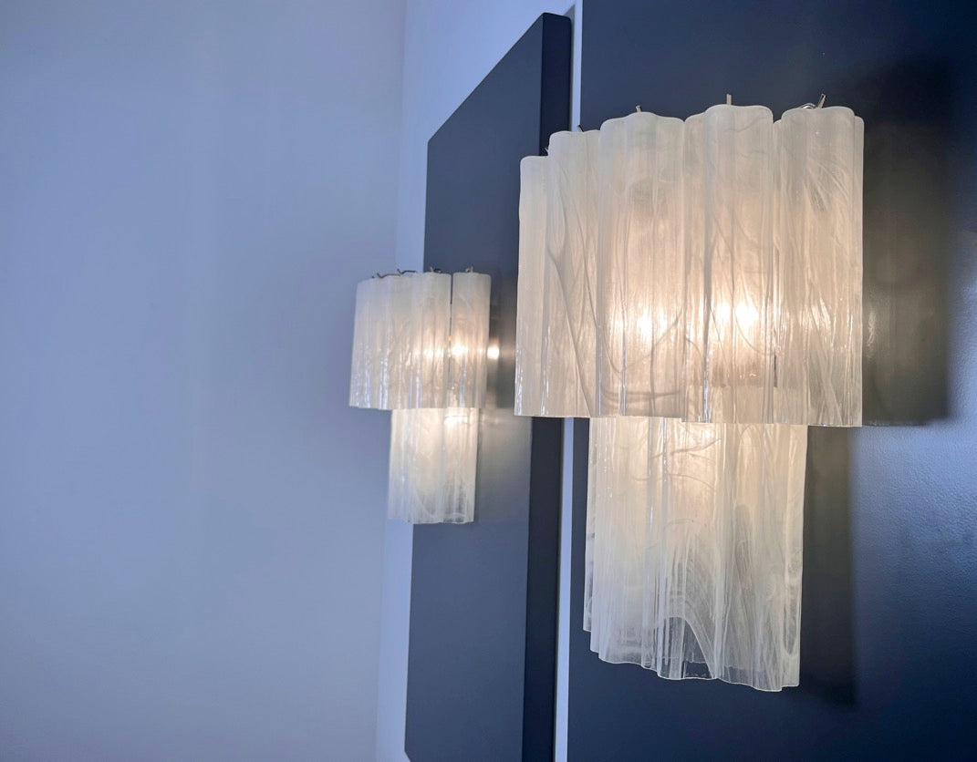 Murano Vegglampe – 13 Alabaster Hvite Glassrør – detalj 6 – Murano Classics