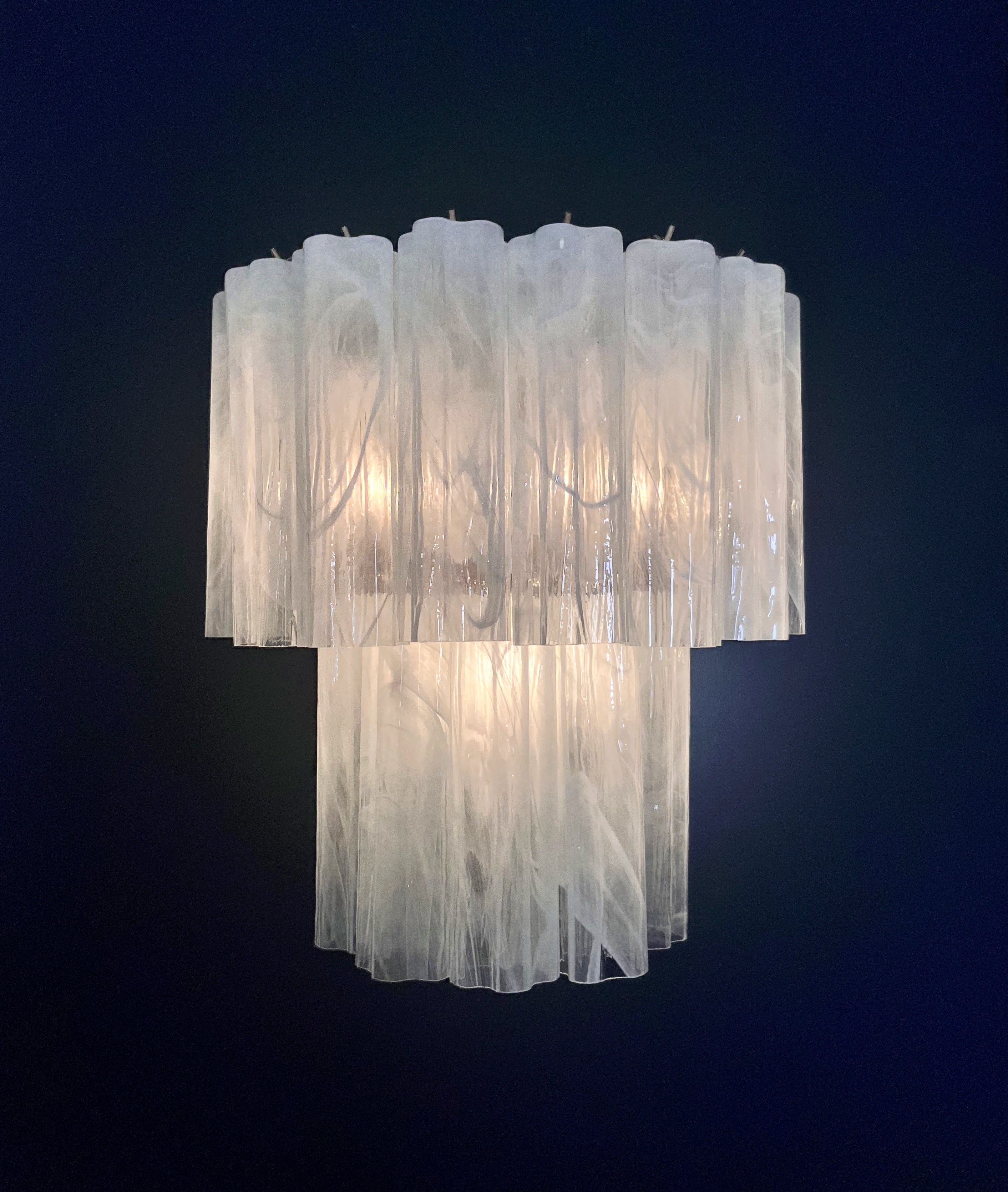 Murano Vegglampe – 13 Alabaster hvite Glassrør – 2 stk – detalj 5 – Murano Classics