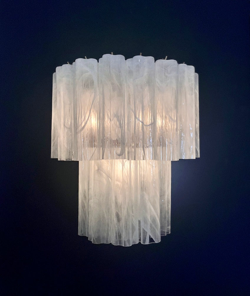 Murano Vegglampe – 13 Alabaster Hvite Glassrør – detalj 4 – Murano Classics