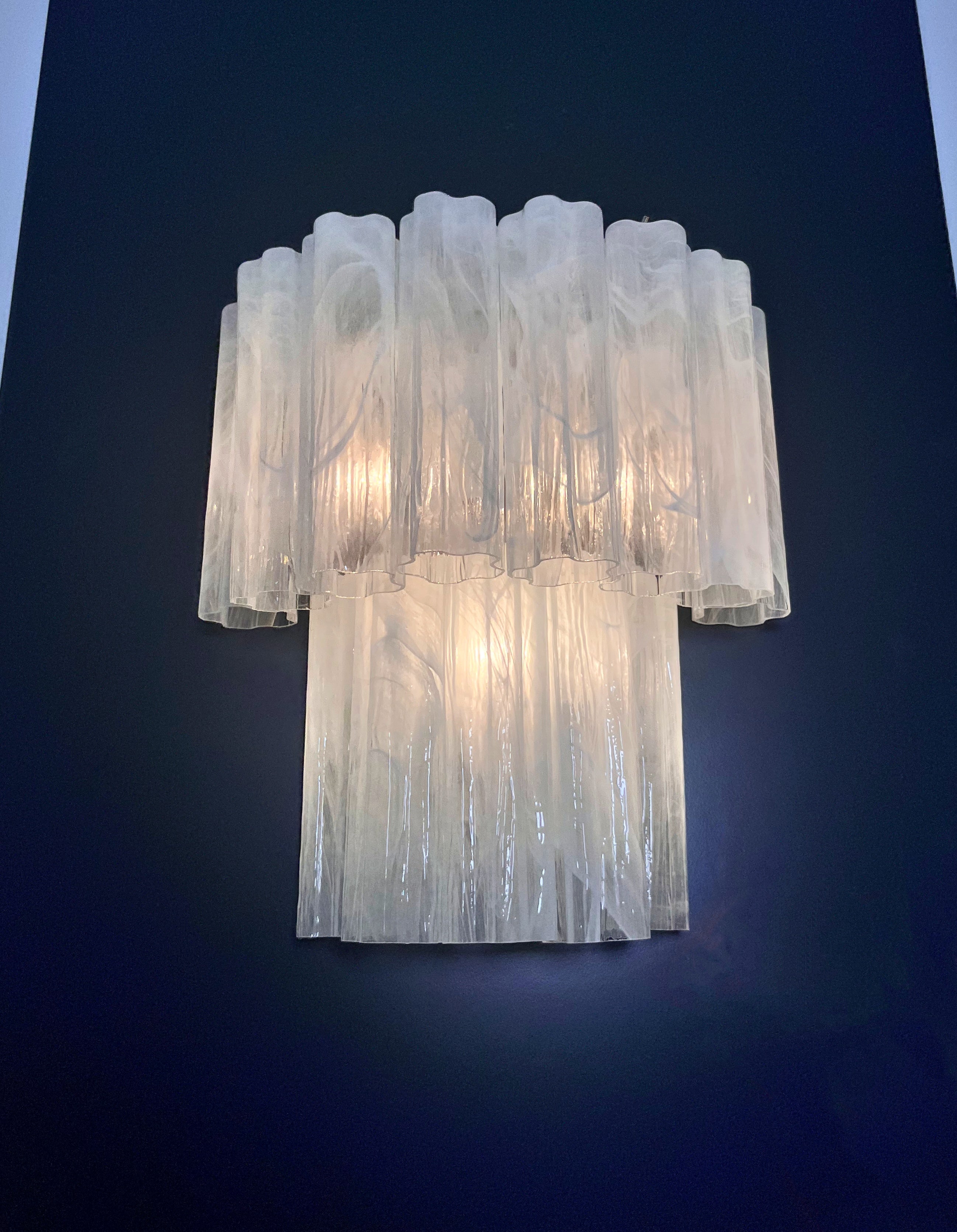 Murano Vegglampe – 13 Alabaster hvite Glassrør – 2 stk – detalj 6 – Murano Classics