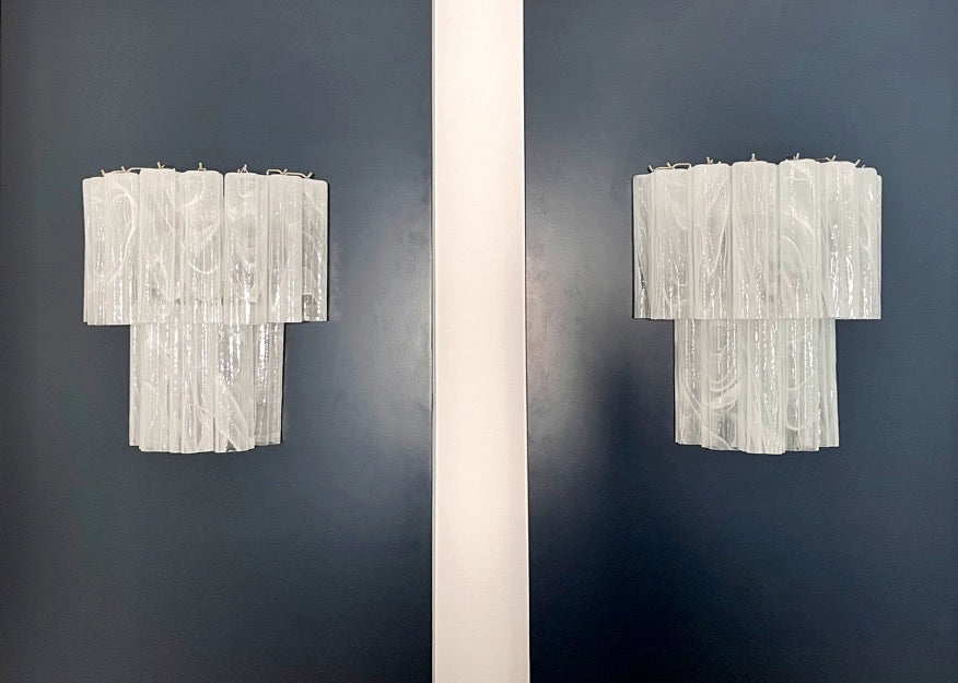 Murano Vegglampe – 13 Alabaster Hvite Glassrør – detalj 1 – Murano Classics