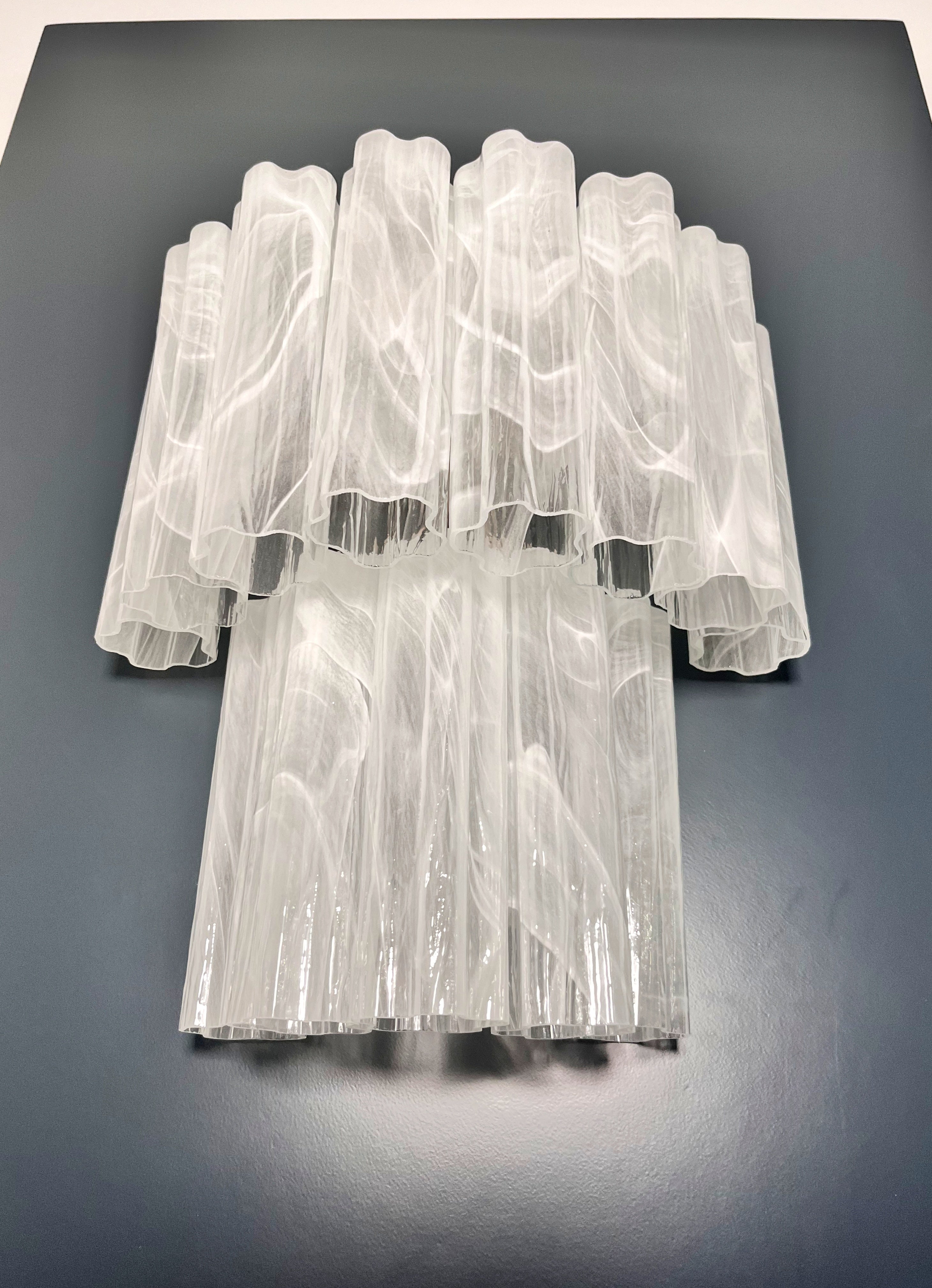 Murano Vegglampe – 13 Alabaster hvite Glassrør – 2 stk – detalj 3 – Murano Classics