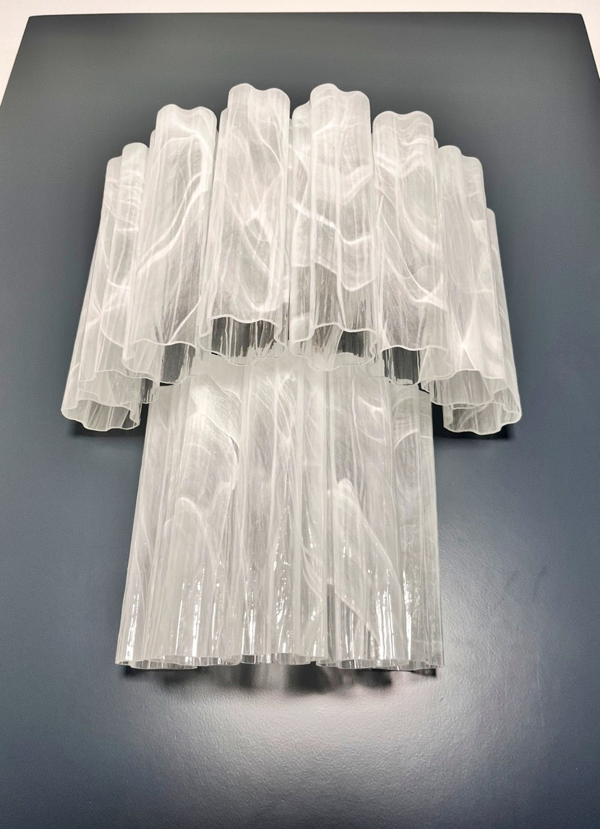 Murano Vegglampe – 13 Alabaster Hvite Glassrør – detalj 11 – Murano Classics