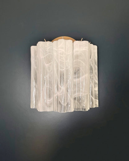 Murano Vegglampe | 5 Hvite Alabaster Rørglass | 1 par