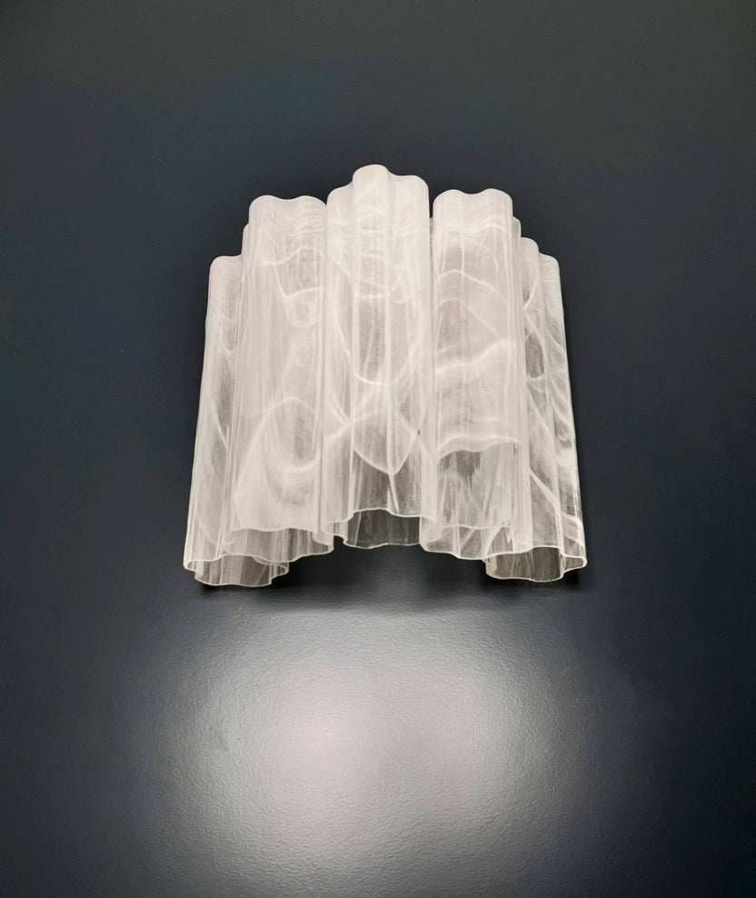 Murano Vegglampe | 5 Hvite Alabaster Rørglass | 1 par