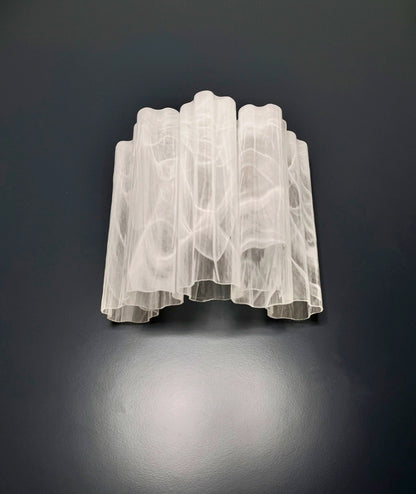 Murano Vegglampe | 5 Hvite Alabaster Rørglass | 1 par