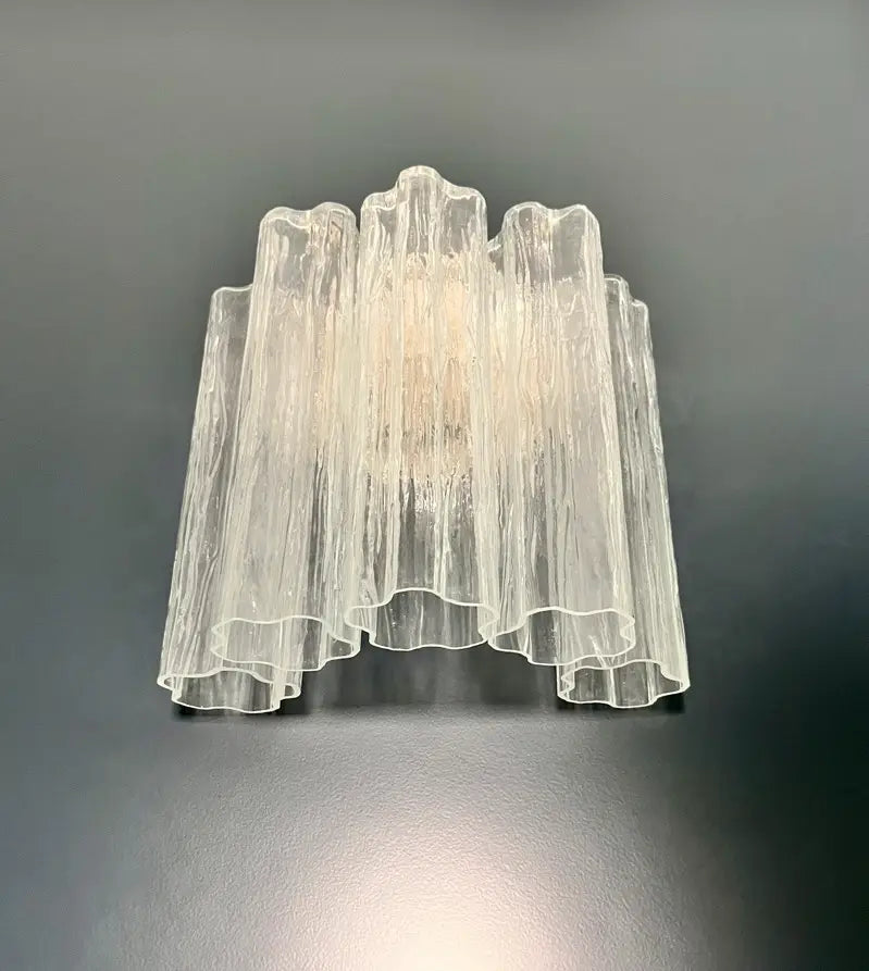 Murano Vegglampe | 5 Klare Rørglass | 1 par