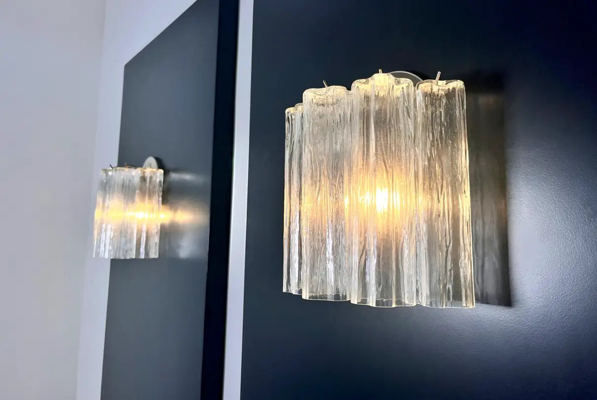 Murano Vegglampe – 5 Klare Glassrør – 2 stk – detalj 9 – Murano Classics