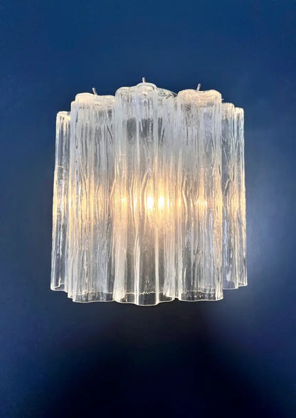 Murano Vegglampe | 5 Klare Rørglass | 1 par