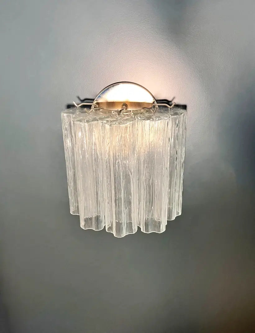 Murano Vegglampe – 5 Klare Glassrør – 2 stk – detalj 1 – Murano Classics