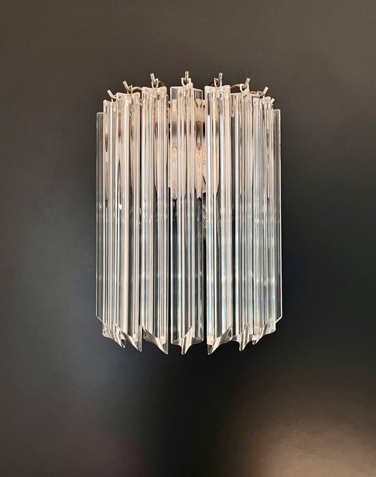 Murano Vegglampe | 9 Klare Prismeglass | 1 par