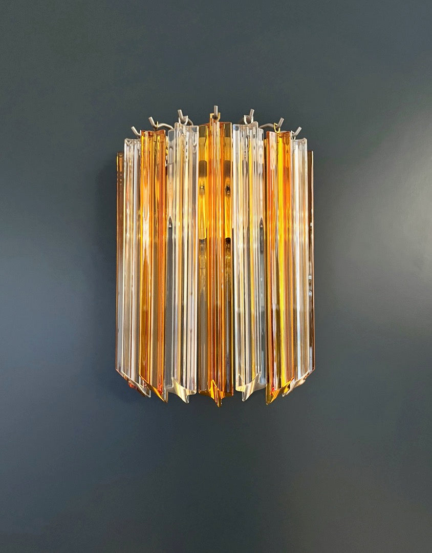 Murano Vegglampe | 9 Klare gul Prismeglass | 1 par