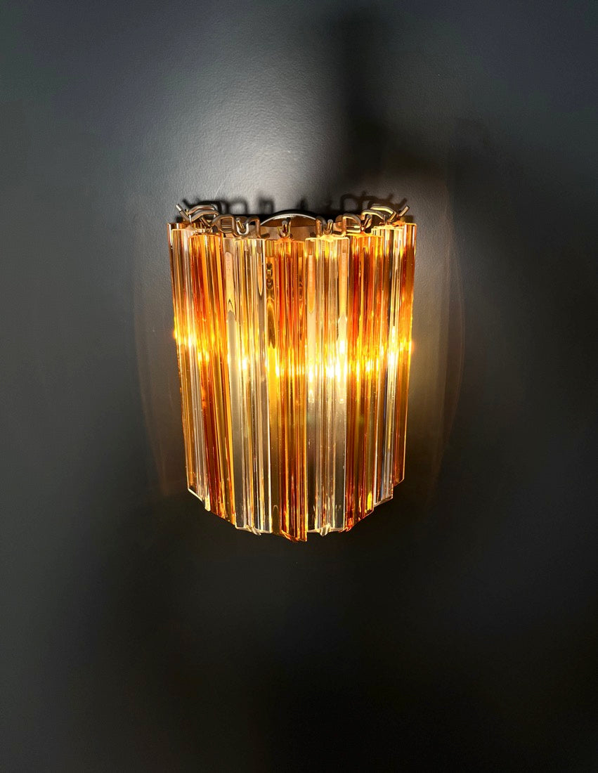 Murano Vegglampe – 9 Klare gul Prismeglass – 2 stk – detalj 3 – Murano Classics