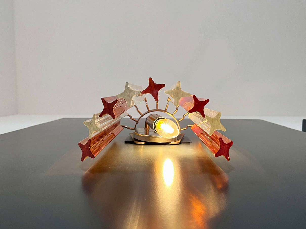 Murano Vegglampe – 9 Klare gul Prismeglass – 2 stk – detalj 1 – Murano Classics