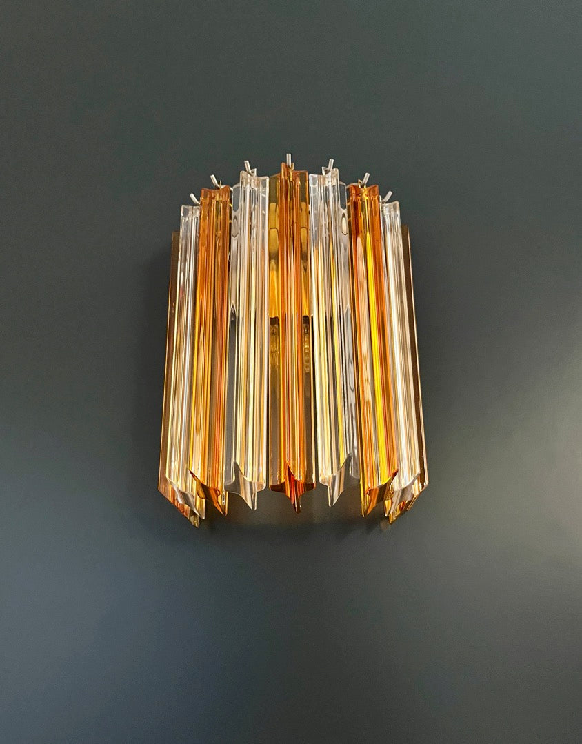 Murano Vegglampe | 9 Klare gul Prismeglass | 1 par