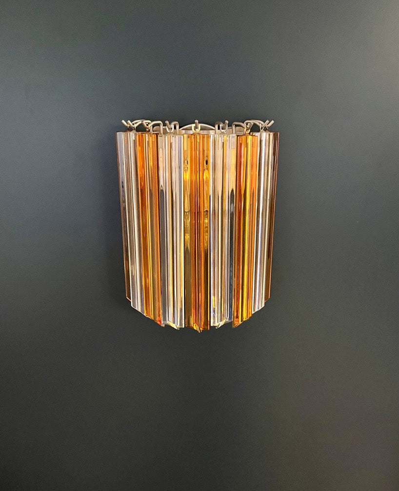 Murano Vegglampe | 9 Klare gul Prismeglass | 1 par