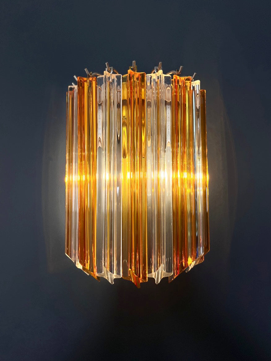 Murano Vegglampe | 9 Klare gul Prismeglass | 1 par