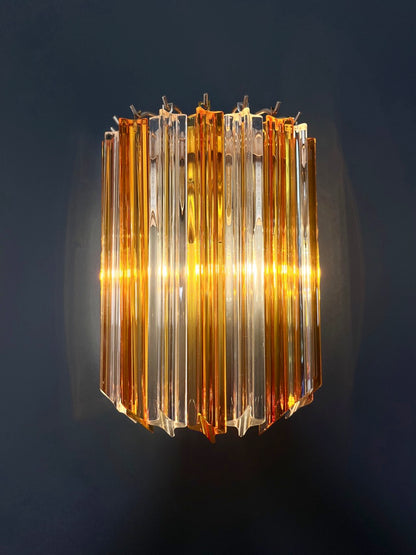 Murano Vegglampe | 9 Klare gul Prismeglass | 1 par