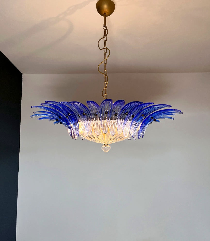 Murano Lysekrone – 36 Klare Blå Palmeglass – detalj 9 – Murano Classics