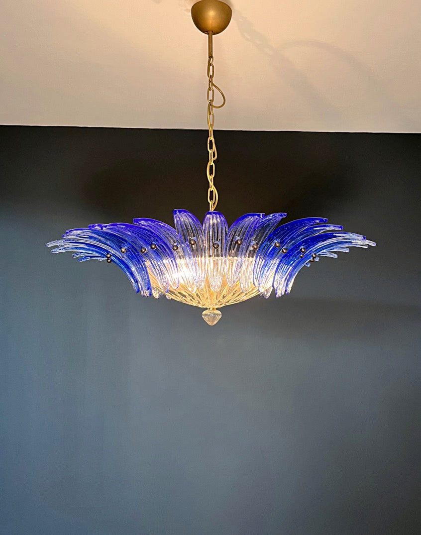 Murano Lysekrone – 36 Klare Blå Palmeglass – detalj 3 – Murano Classics