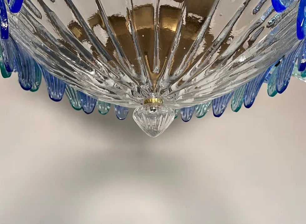 Murano Lysekrone – 36 Klare og blå Palmeglass – detalj 3 – Murano Classics