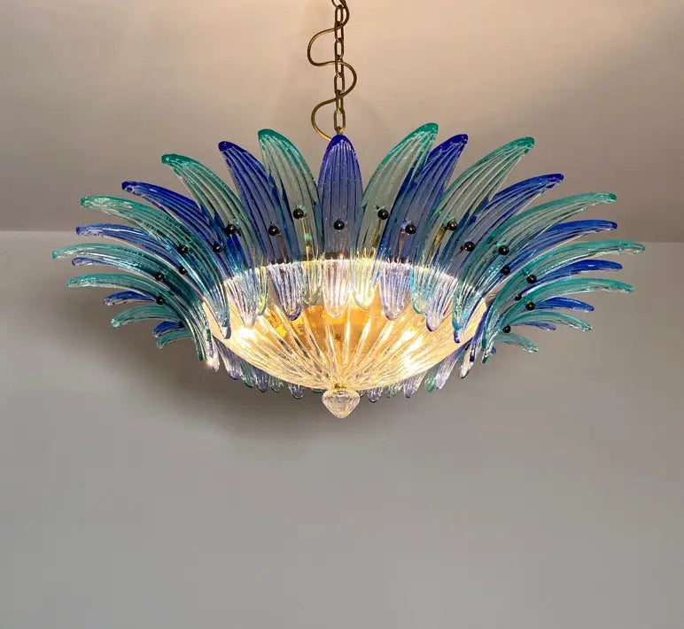 Murano Lysekrone – 36 Klare og blå Palmeglass – detalj 5 – Murano Classics