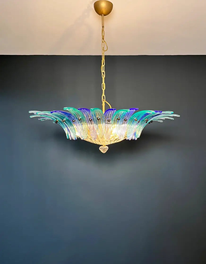 Murano Lysekrone – 36 Klare og blå Palmeglass – detalj 6 – Murano Classics