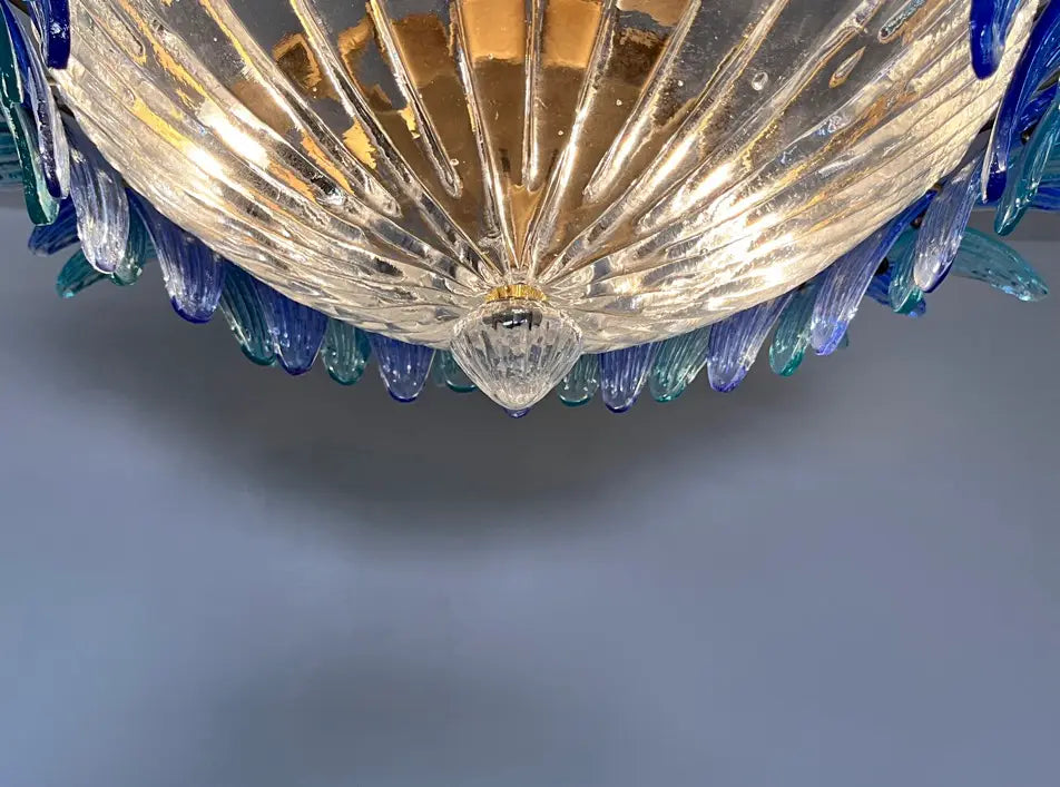 Murano Lysekrone – 36 Klare og blå Palmeglass – detalj 9 – Murano Classics