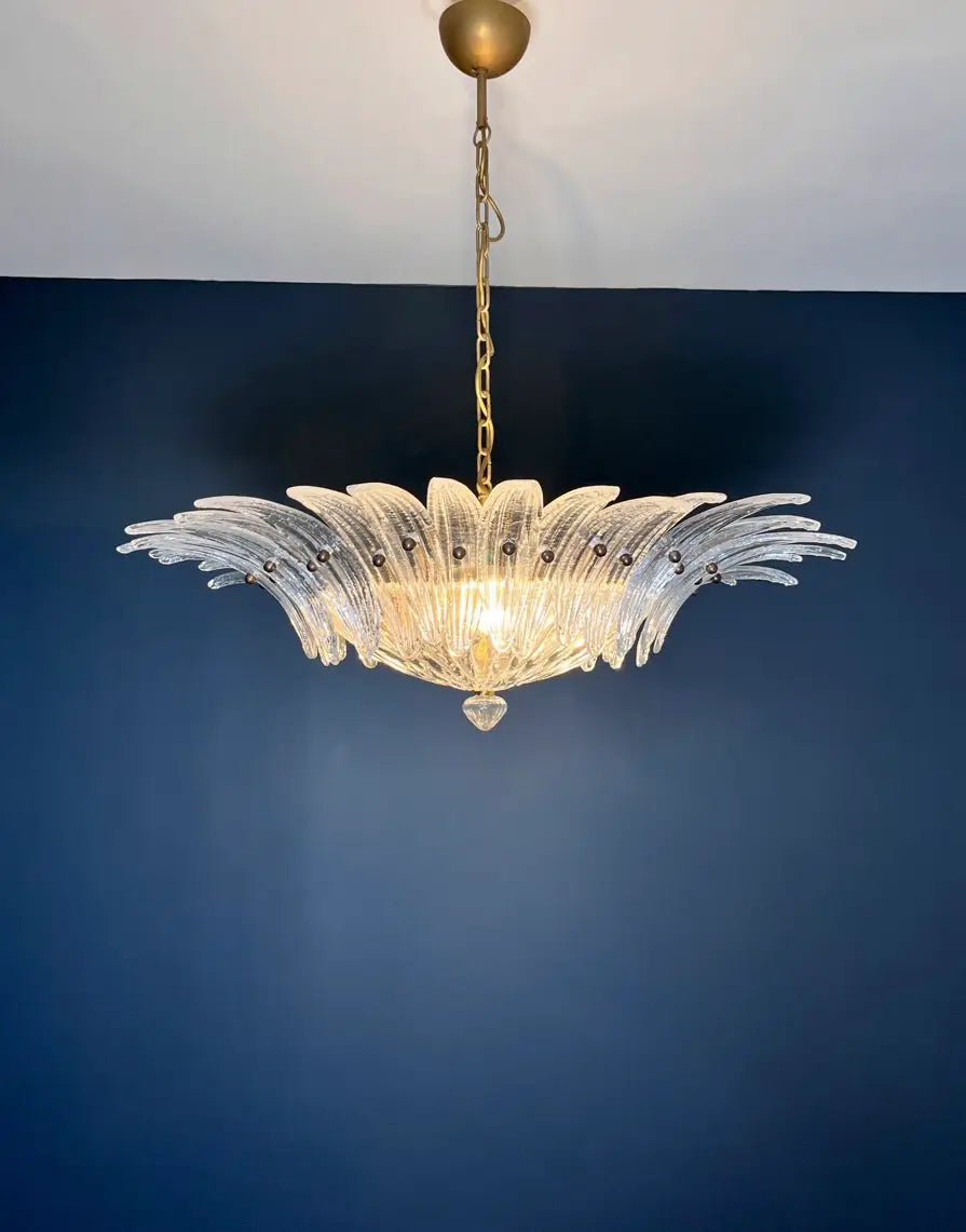 Murano Lysekrone – 36 Klare Palmeglass – detalj 5 – Murano Classics