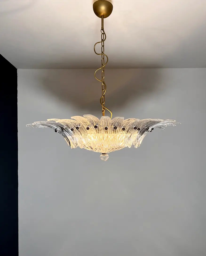 Murano Lysekrone – 36 Klare Palmeglass – detalj 4 – Murano Classics
