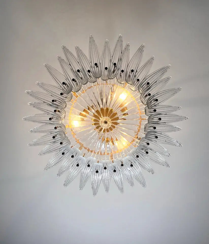 Murano Lysekrone – 36 Klare Palmeglass – detalj 6 – Murano Classics