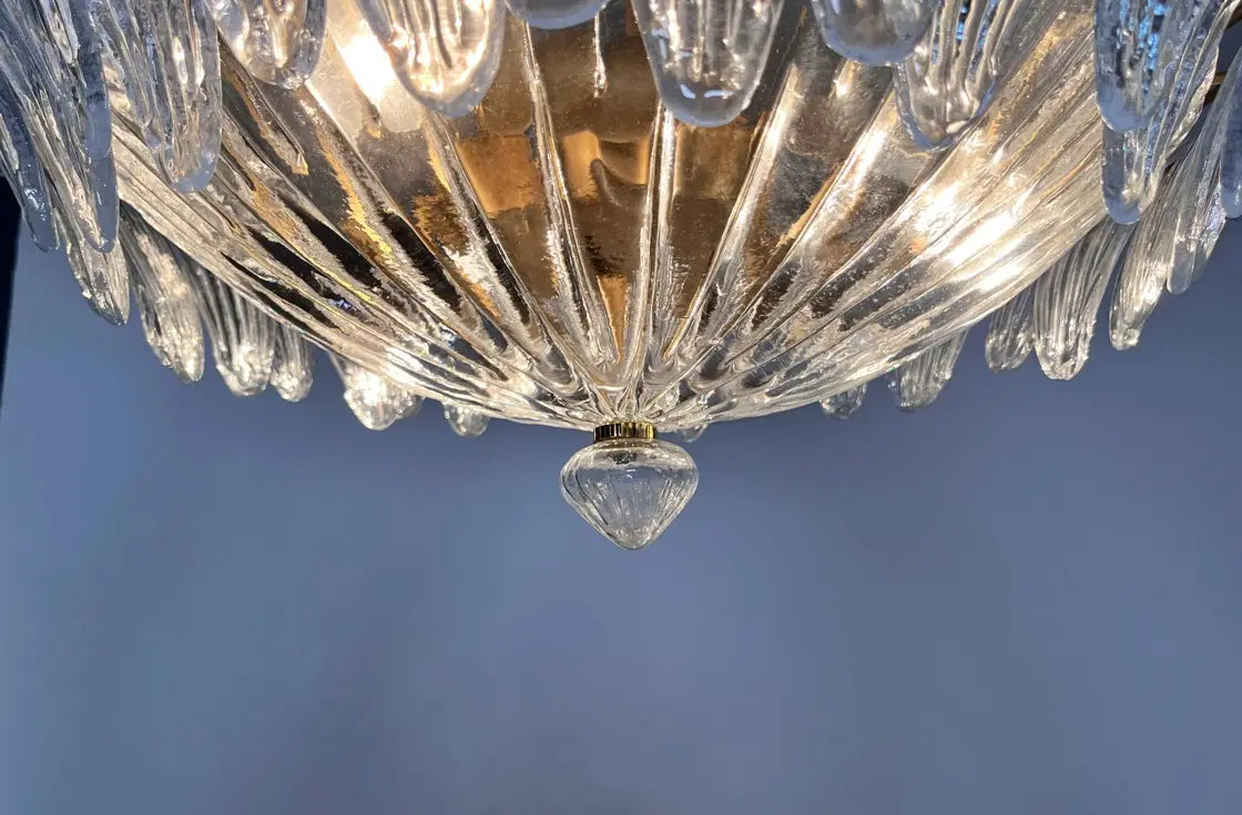 Murano Lysekrone – 36 Klare Palmeglass – detalj 8 – Murano Classics