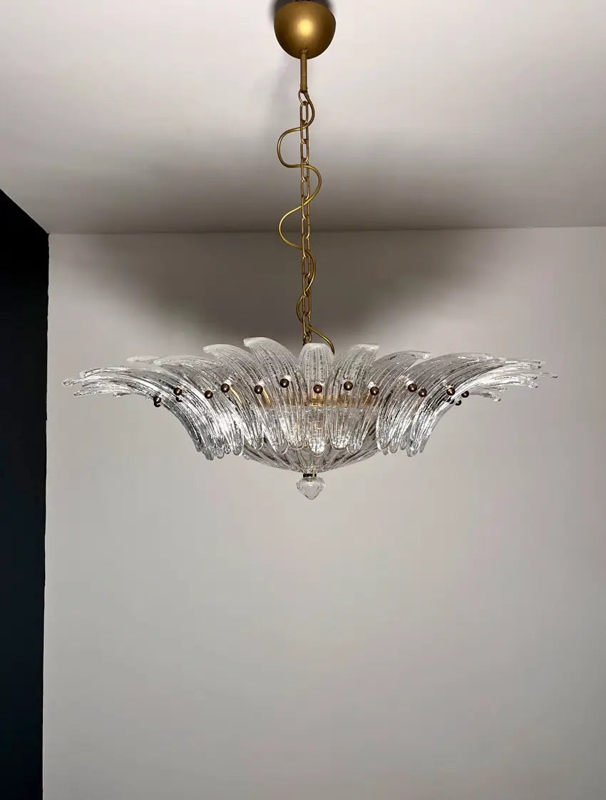 Murano Lysekrone – 36 Klare Palmeglass – detalj 3 – Murano Classics