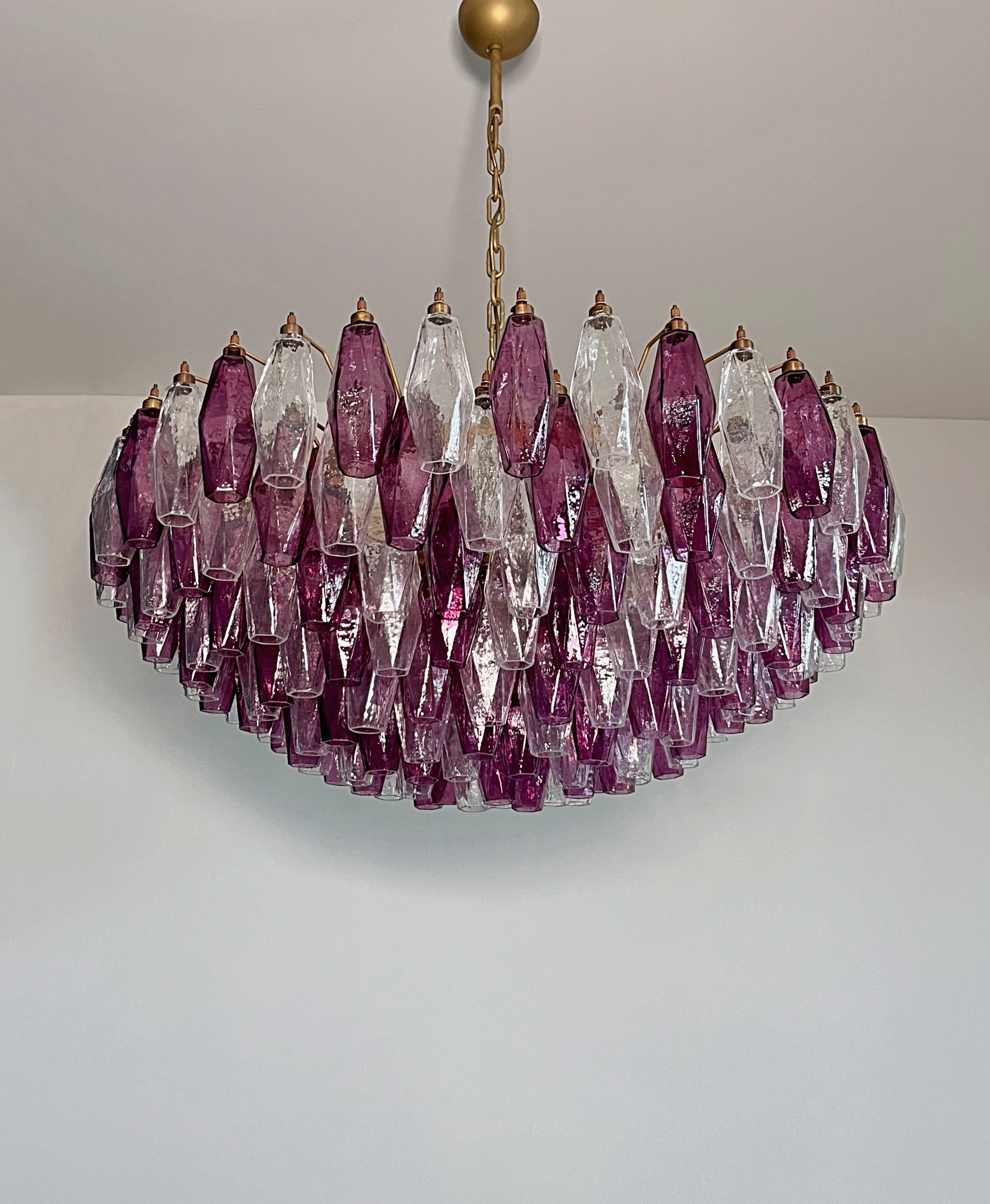 Murano Lysekrone – 185 Lilla og Klare Poliedriglass – detalj 5 – Murano Classics