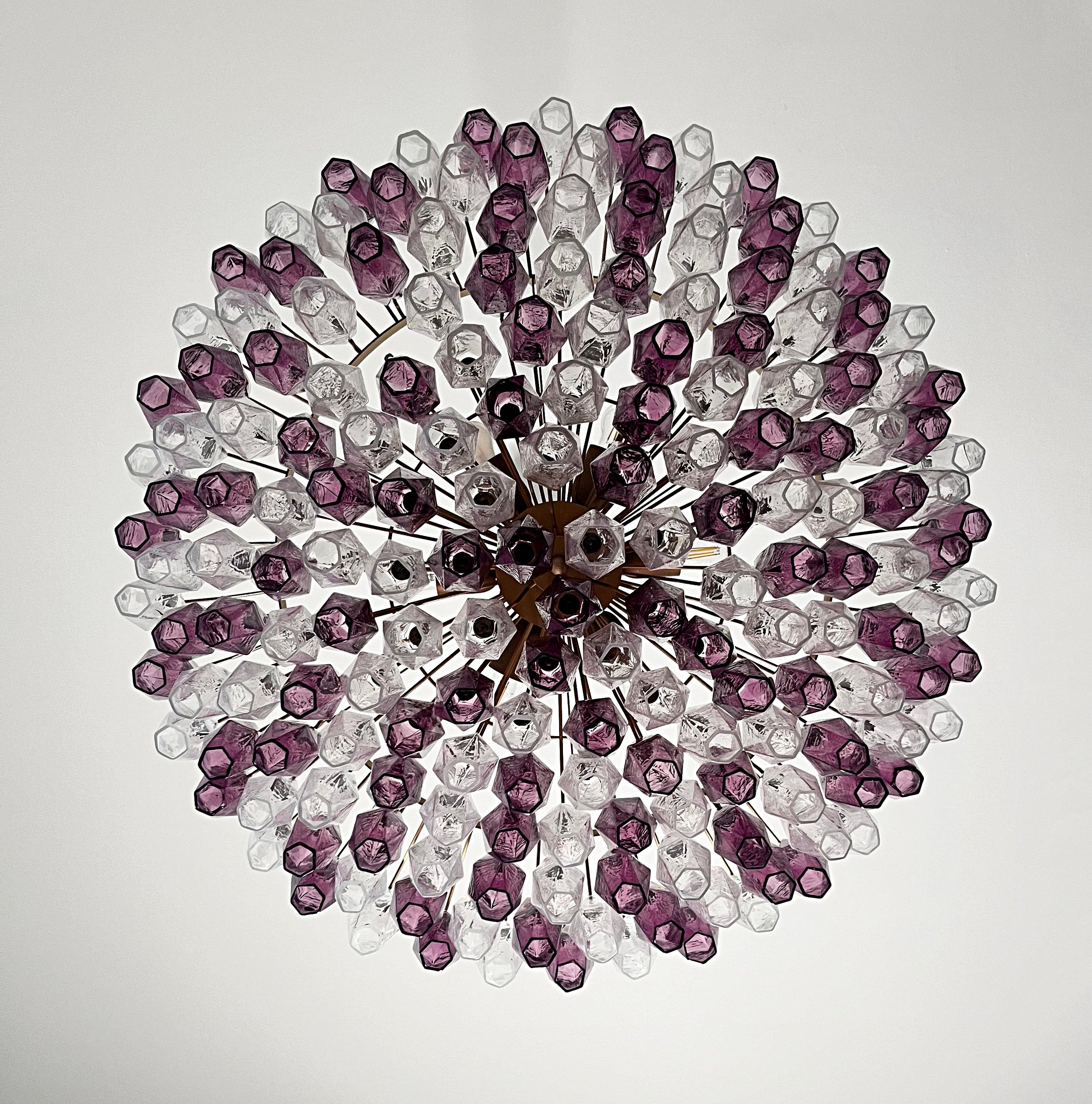 Murano Lysekrone – 185 Lilla og Klare Poliedriglass – detalj 1 – Murano Classics