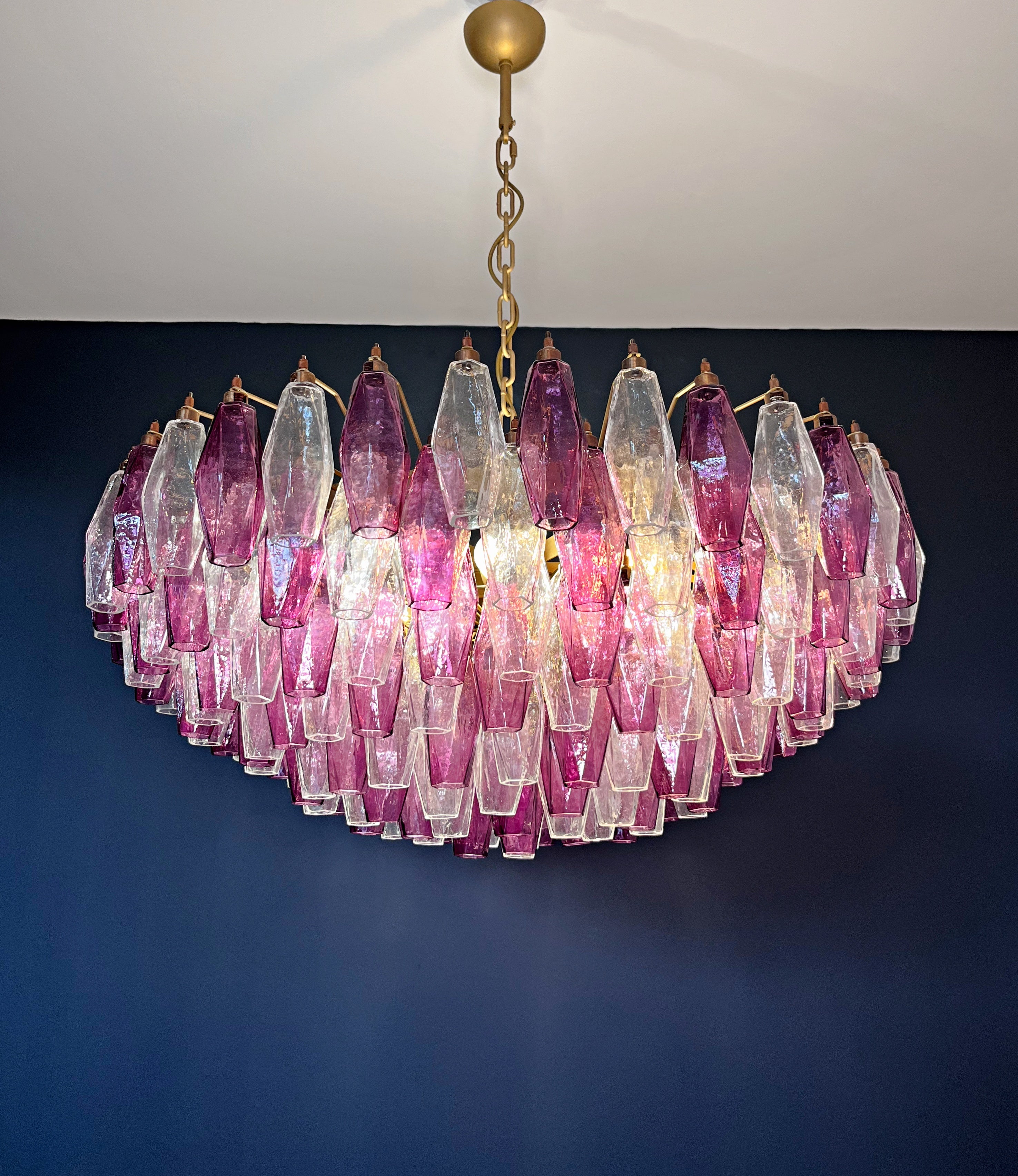 Murano Lysekrone – 185 Lilla og Klare Poliedriglass – detalj 7 – Murano Classics