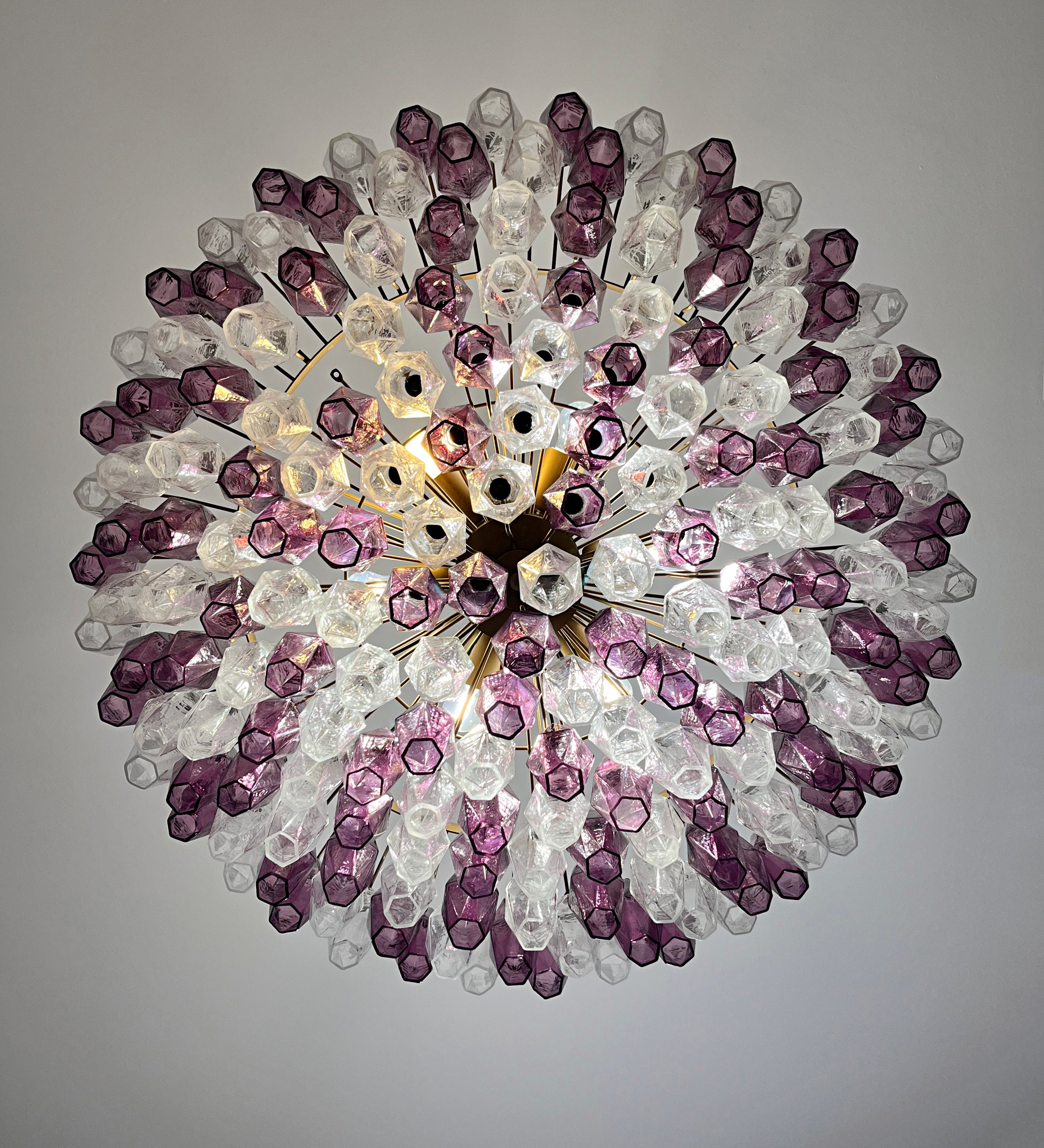 Murano Lysekrone – 185 Lilla og Klare Poliedriglass – detalj 8 – Murano Classics
