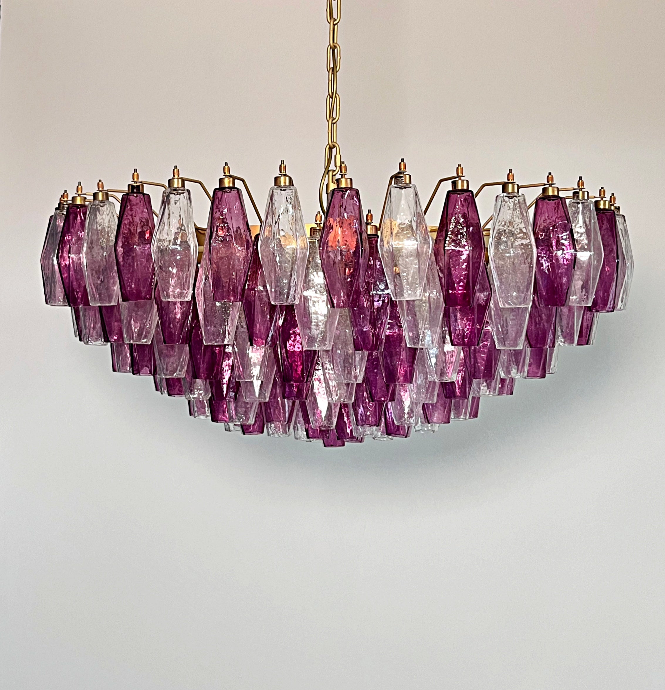 Murano Lysekrone – 185 Lilla og Klare Poliedriglass – detalj 2 – Murano Classics