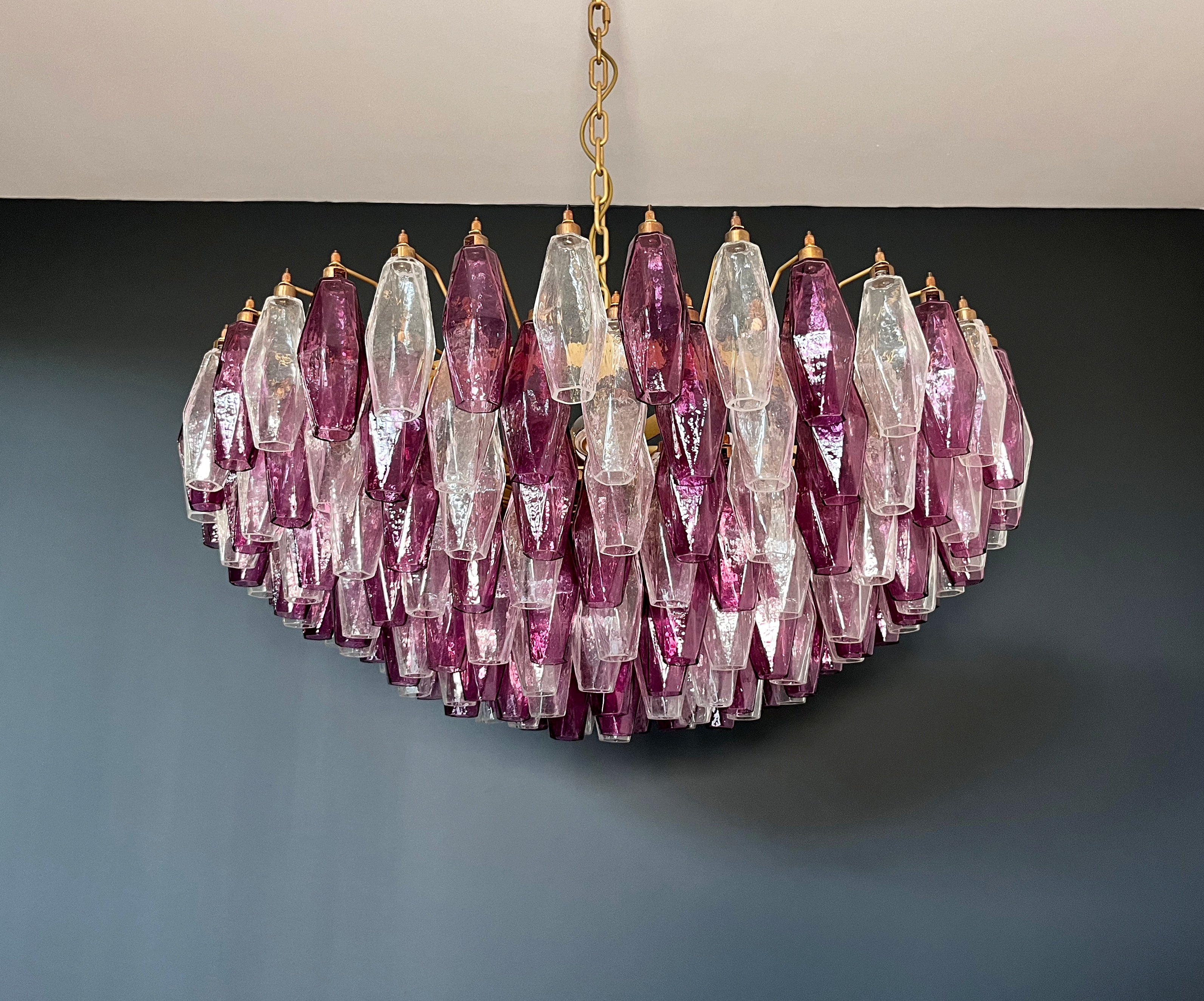 Murano Lysekrone – 185 Lilla og Klare Poliedriglass – detalj 4 – Murano Classics