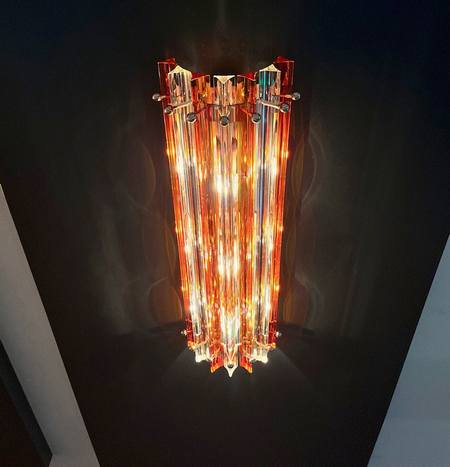 Murano Vegglampe – 14 Klare gul Prismeglass – 2 stk – detalj 3 – Murano Classics