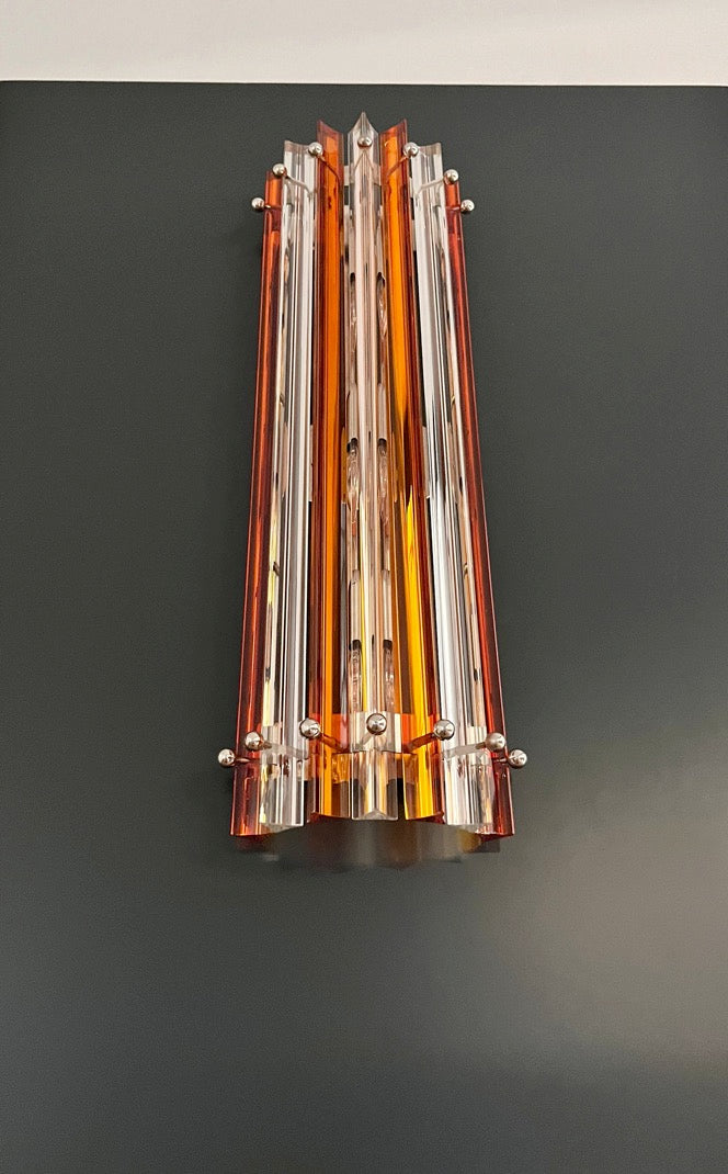 Murano Vegglampe | 14 Klare gul Prismeglass | 1 par