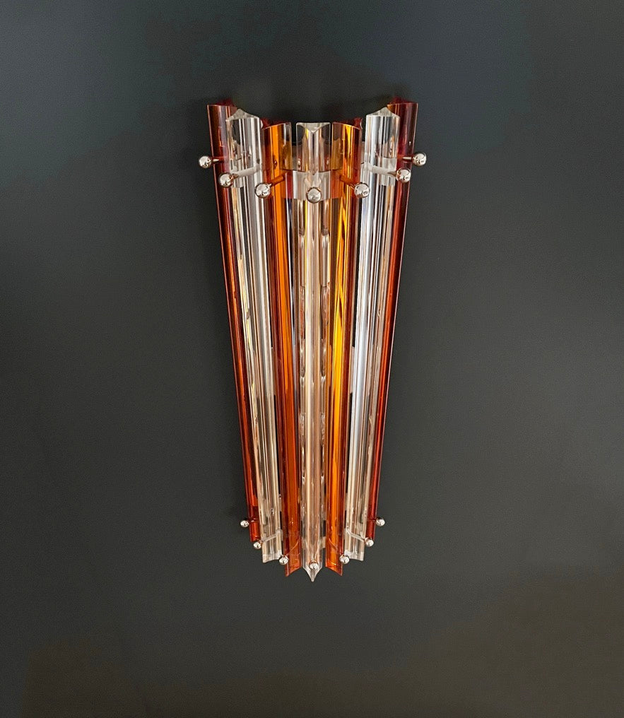 Murano Vegglampe | 14 Klare gul Prismeglass | 1 par