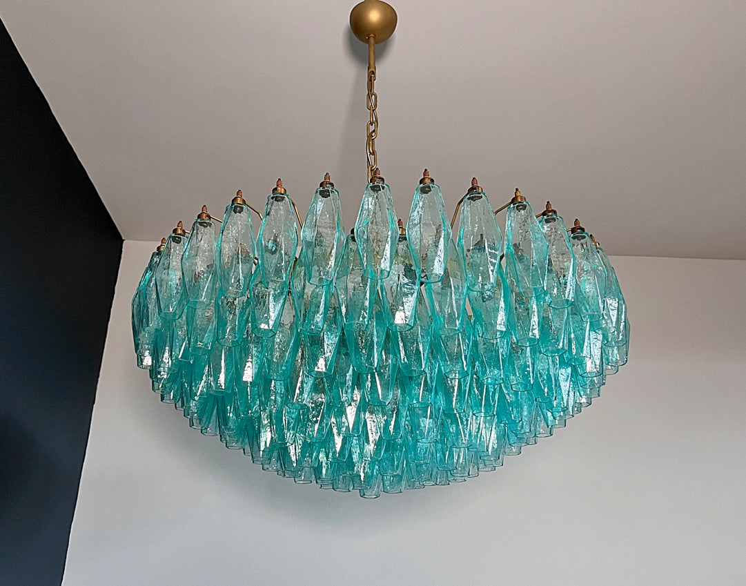 Murano Lysekrone – 185 Turkis Poliedriglass – Murano Classics