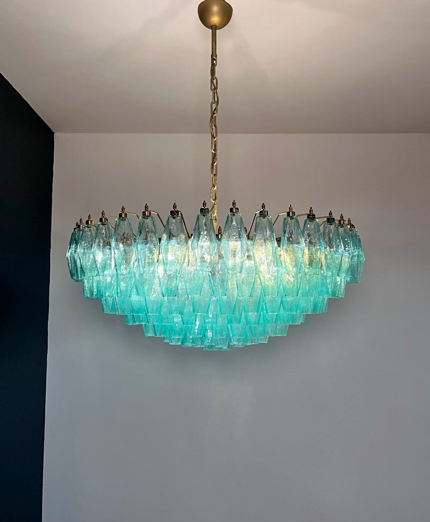Murano Lysekrone – 185 Turkis Poliedriglass – detalj 11 – Murano Classics