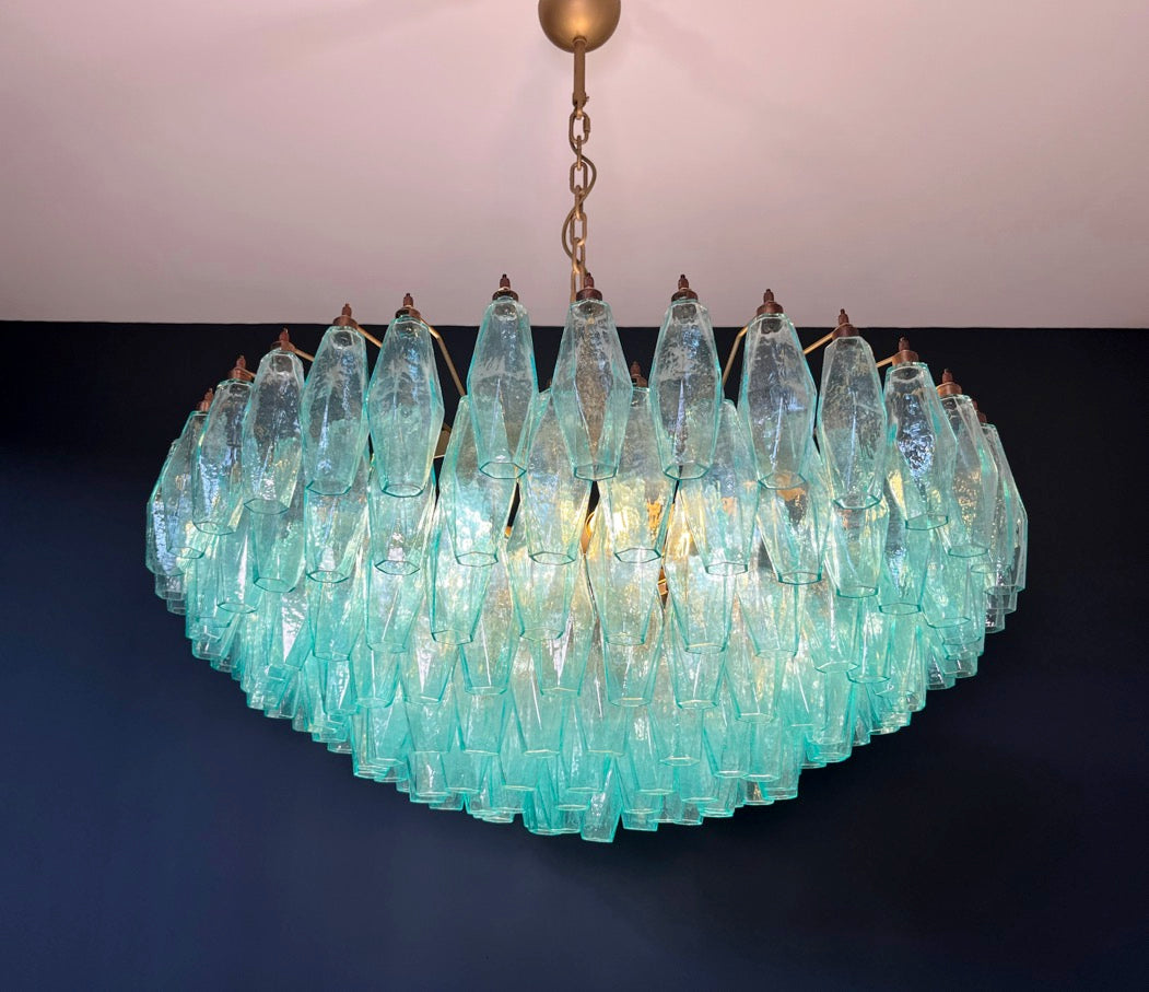 Murano Lysekrone – 185 Turkis Poliedriglass – detalj 6 – Murano Classics